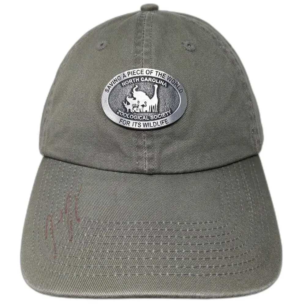 J Hats NC Zoological Society Metal Medallion Green Baseball Cap One Size Hat
